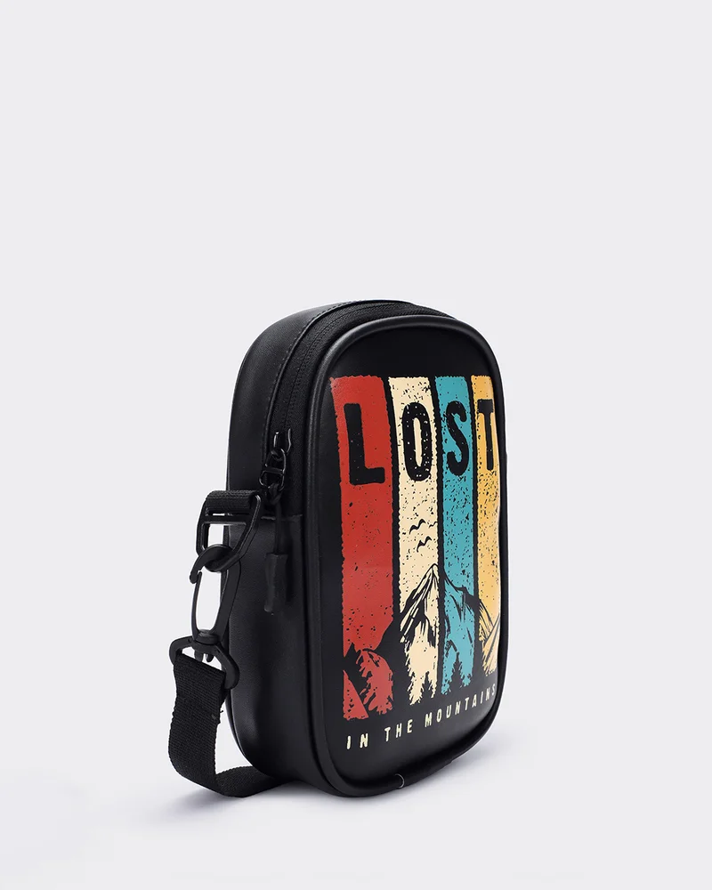 بيواكوف Unisex Black Lost Printed Sling Bag